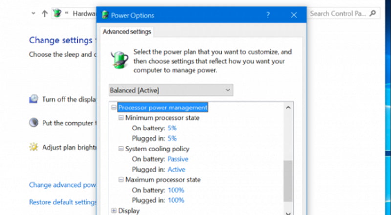 Настройки блока питания