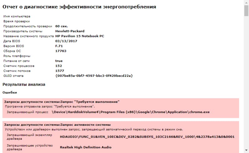 Звіт про діагностику ефективності та енергоспоживання 