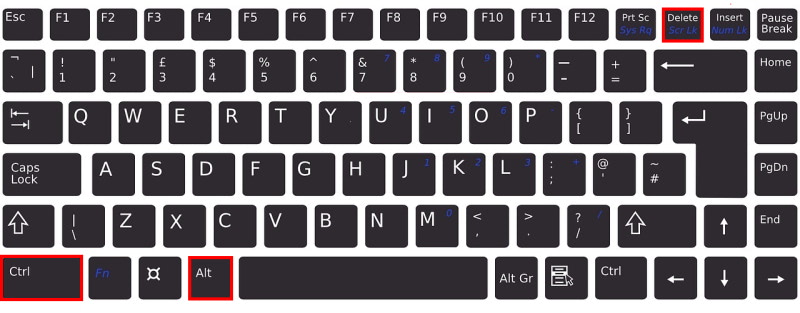 На клавіатурі показано натиснути ctrl + alt + delete
