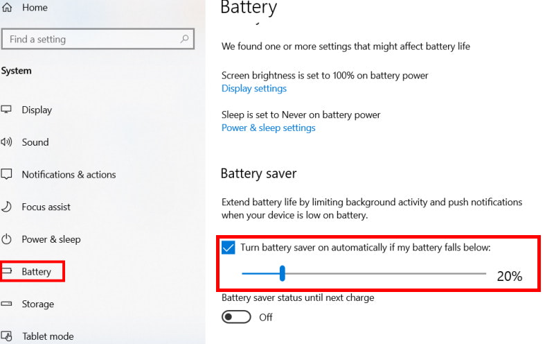 Настройки электропитания ноутбука