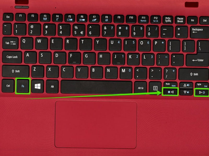 Регулювання яскравості екрану за допомогою клавіш