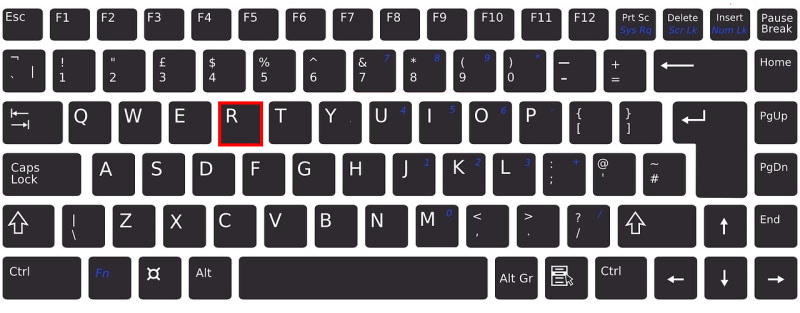 На клавіатурі показано натиснути R