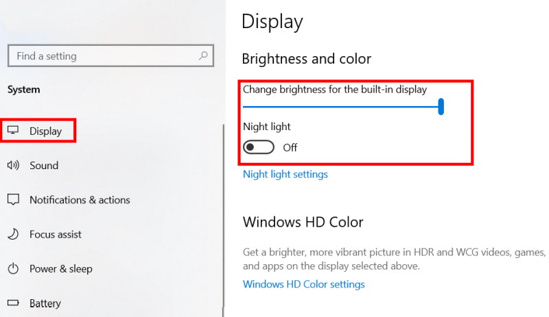 Настройки дисплея ноутбука